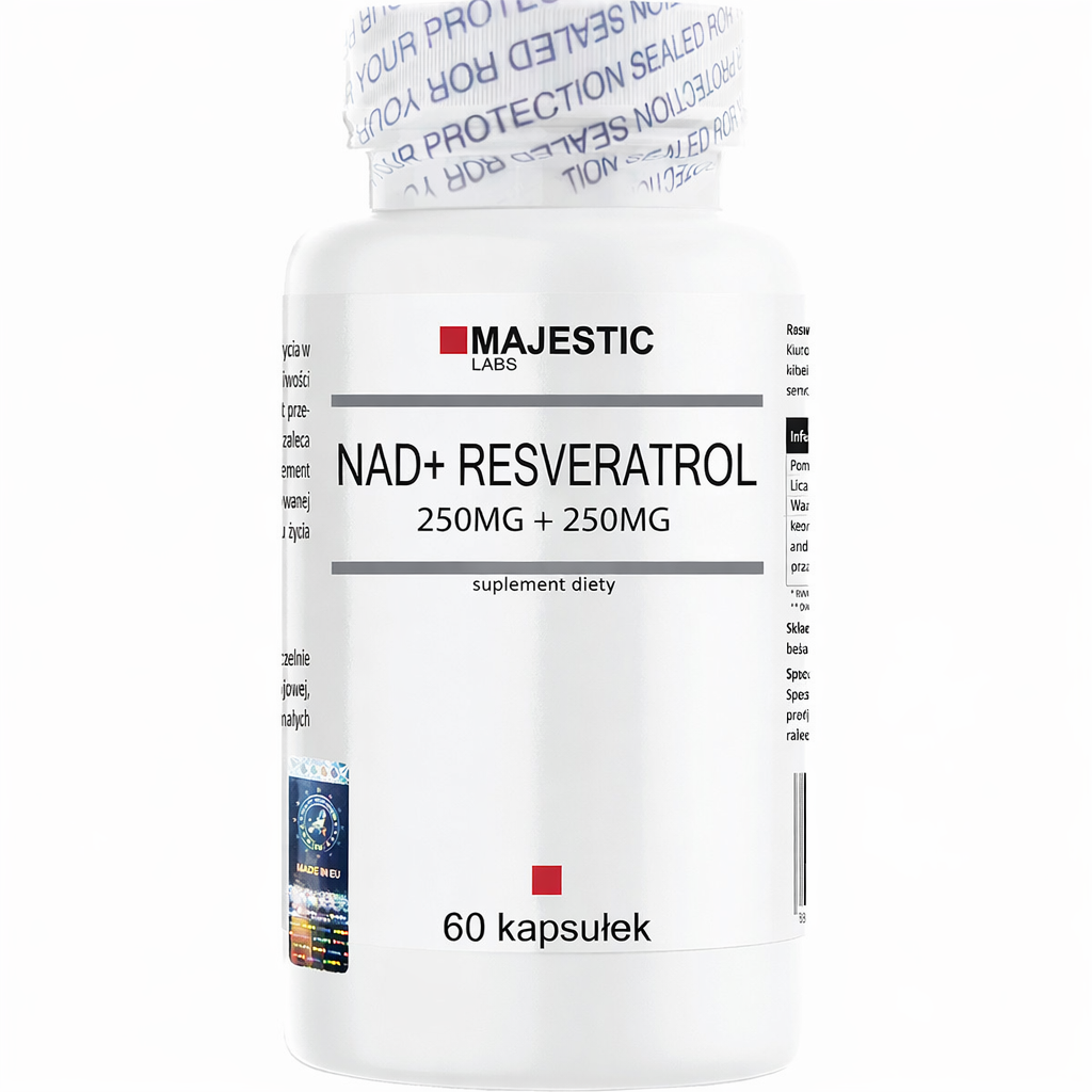 NAD+ + trans-resweratrol 250 mg + 250 mg – 60 kapsułek | Majestic Labs - obrazek 2