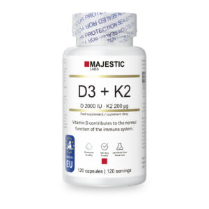 Witamina D3 2000 IU + K2 MK-7 200 µg – K2 + D3 MAX – 120 kapsułek | Majestic Labs
