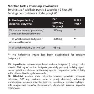 Maślan sodu 300 mg mikrootoczkowany – 120 kapsułek | Majestic Labs